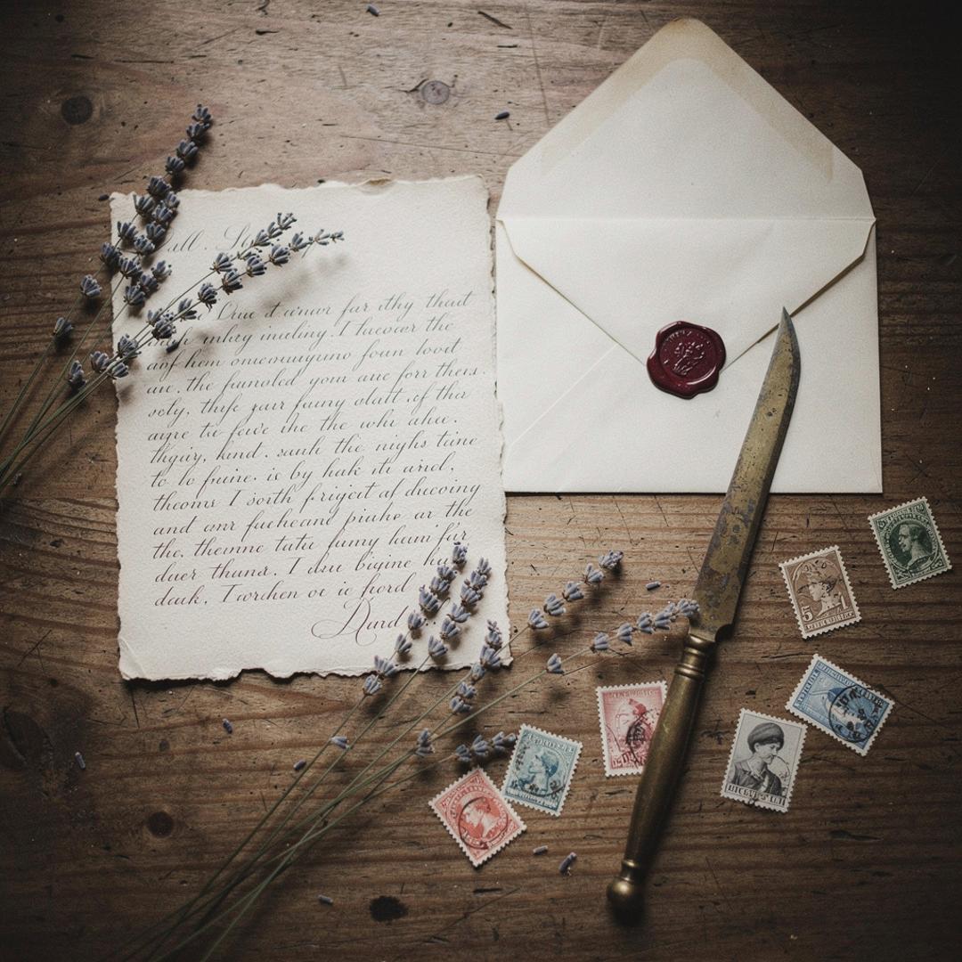 Handwritten letter with wax seal